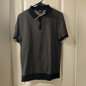 Express medium zip knit polo in black and tan